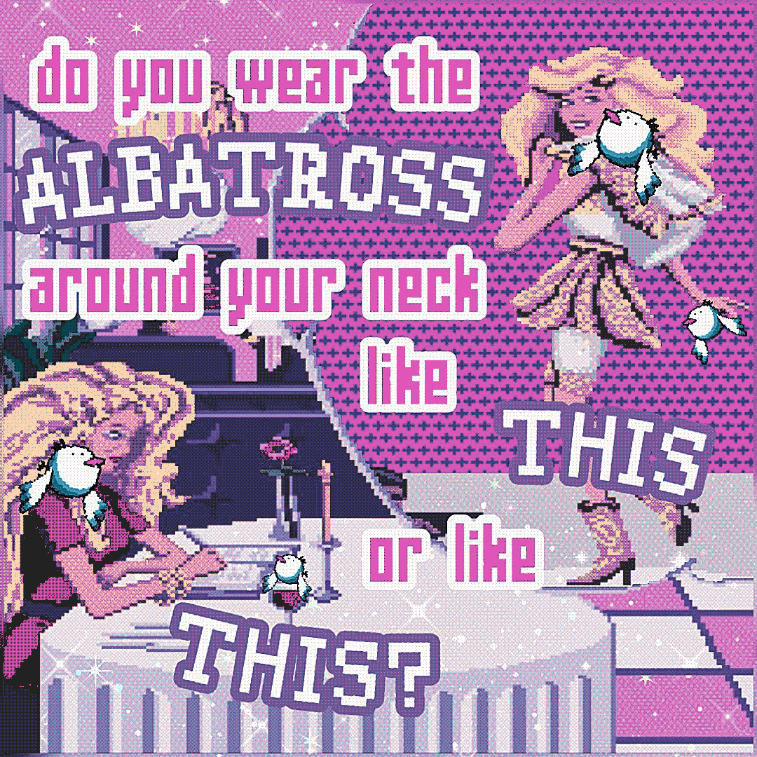 do you wear the albatross around your neck like this or like this?