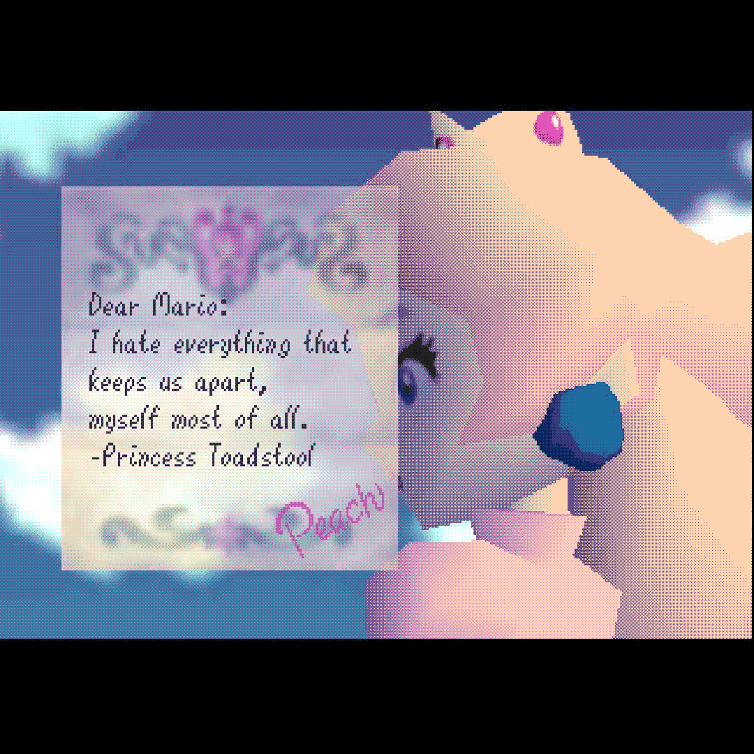 dear mario: i hate everything that keeps us apart, myself most of all. -princess toadstool