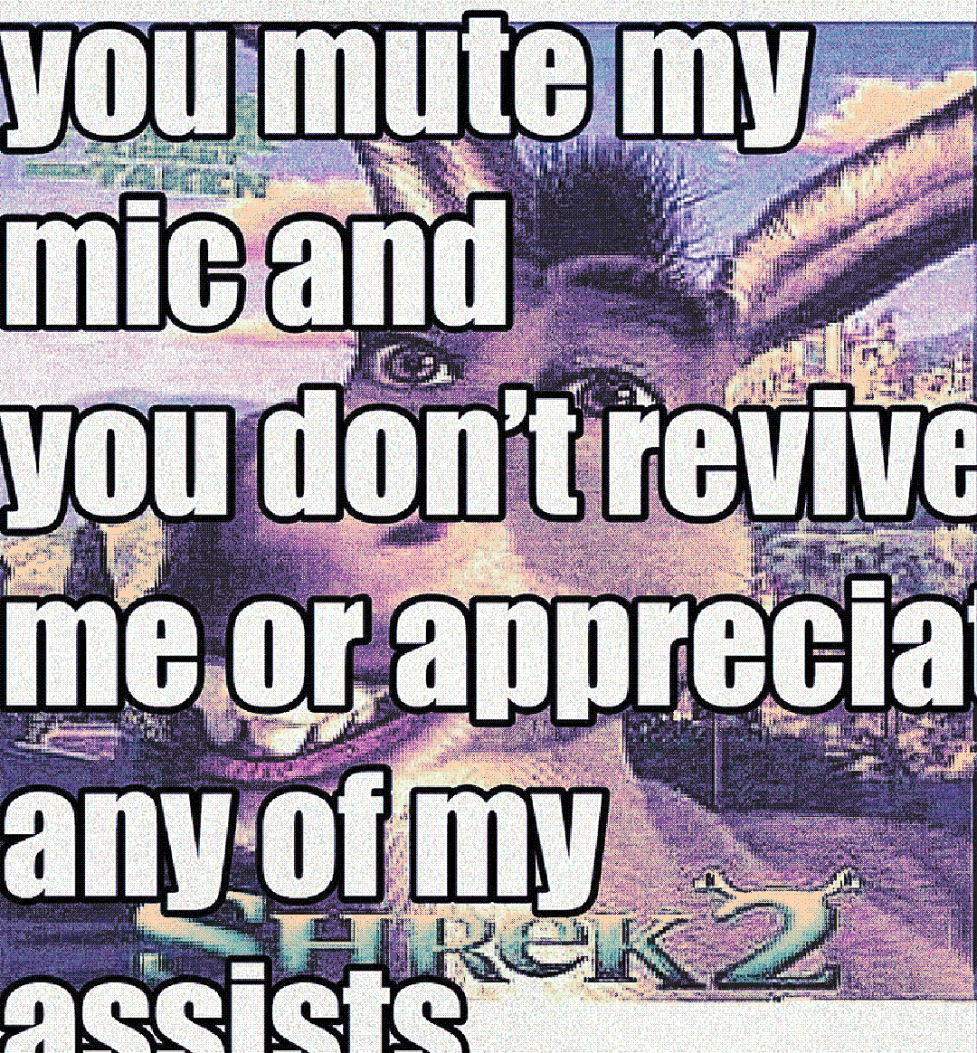 you mute my mic and you don’t revive me or appreciat any of my assists
